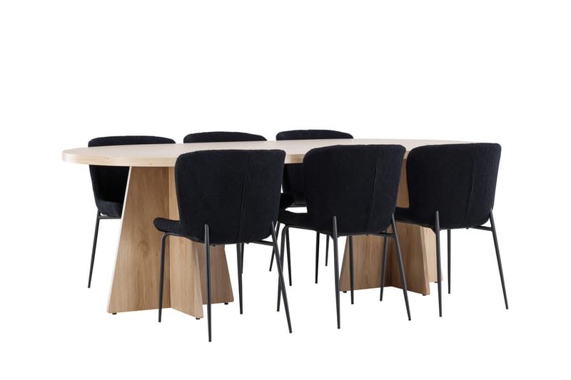 Bootcut Matgrupp 230 cm Rektangulär med 6 Modesto stolar - Whitewash/Svart - Products - Möbler - Bord & matgrupp - Matgrupp