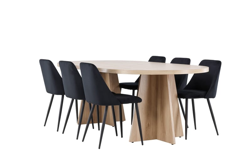 Bootcut Matgrupp 230 cm Rektangulär med 6 Night stolar - Whitewash/Svart - Products - Möbler - Bord & matgrupp - Matgrupp