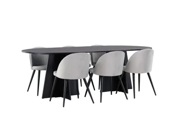 Bootcut Matgrupp 230 cm Rektangulär med 6 Velvet stolar - Svart - Products - Möbler - Bord & matgrupp - Matgrupp