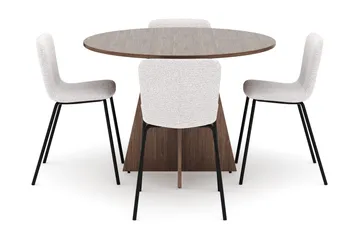 Bootcut Runt Litet Matbord Valnöt 110 cm med 4 Katy Matstolar - Products - Möbler - Bord & matgrupp - Matgrupp