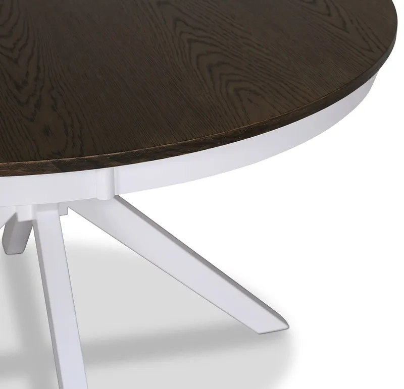 Bord Ø120 cm brun toppskiva med vita ben - Skagen - Vit / Brunoljad ek - Products - Möbler - Bord & matgrupp - Matbord & köksbord