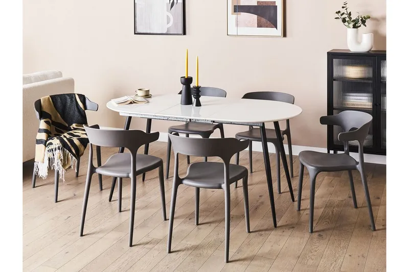 Castellana Matbord Förlängningsbart 120-160x80 cm - Vit/Svart - Products - Möbler - Bord & matgrupp - Matbord & köksbord