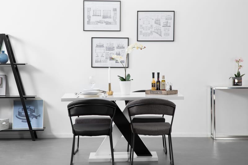 Cesi Rektangulärt Matbord 140 cm i Målat Trä - Vit / Svart - Products - Möbler - Bord & matgrupp - Matbord & köksbord