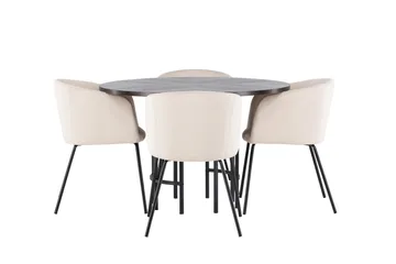 Copenhagen Matgrupp 115 cm Rund med 4 Berit stolar - Beige - Products - Möbler - Bord & matgrupp - Matgrupp