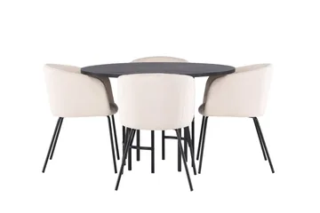 Copenhagen Matgrupp 115 cm Rund med 4 Berit stolar - Beige - Products - Möbler - Bord & matgrupp - Matgrupp