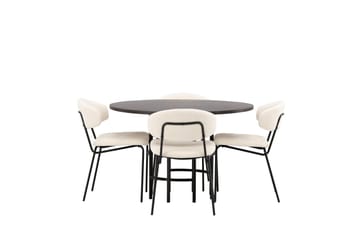 Copenhagen Matgrupp 115 cm Rund med 4 Chico Stolar - Svart - Products - Möbler - Bord & matgrupp - Matgrupp