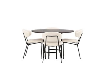 Copenhagen Matgrupp 115 cm Rund med 4 Chico Stolar - Svart - Products - Möbler - Bord & matgrupp - Matgrupp
