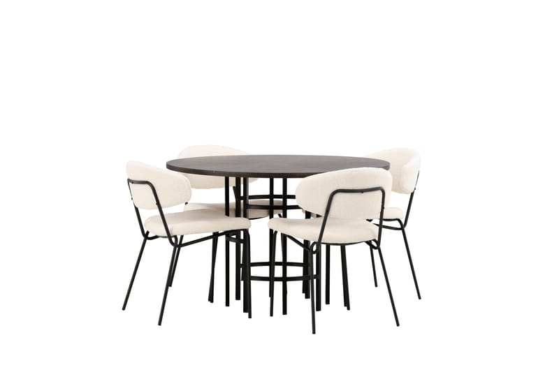 Copenhagen Matgrupp 115 cm Rund med 4 Chico Stolar - Svart - Products - Möbler - Bord & matgrupp - Matgrupp