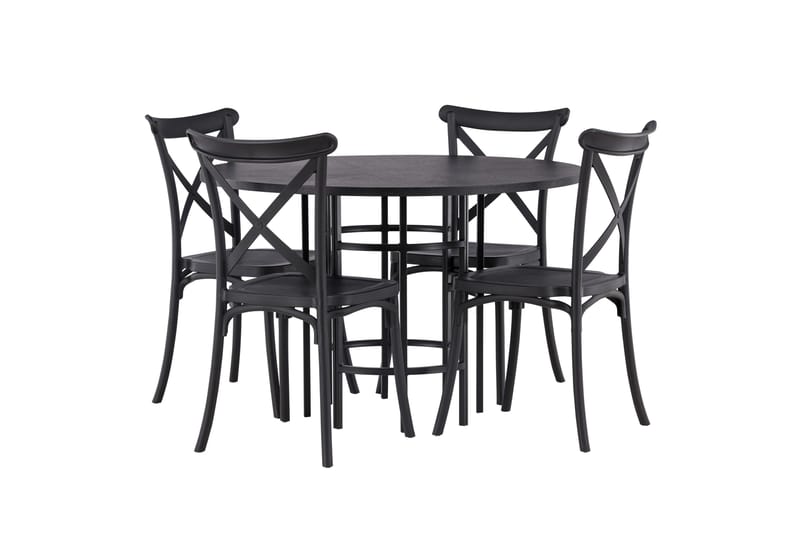 Copenhagen Matgrupp 115 cm Rund med 4 Crosett stolar - Svart - Products - Möbler - Bord & matgrupp - Matgrupp