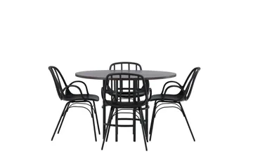 Copenhagen Matgrupp 115 cm Rund med 4 Dyrön stolar - Svart - Products - Möbler - Bord & matgrupp - Matgrupp