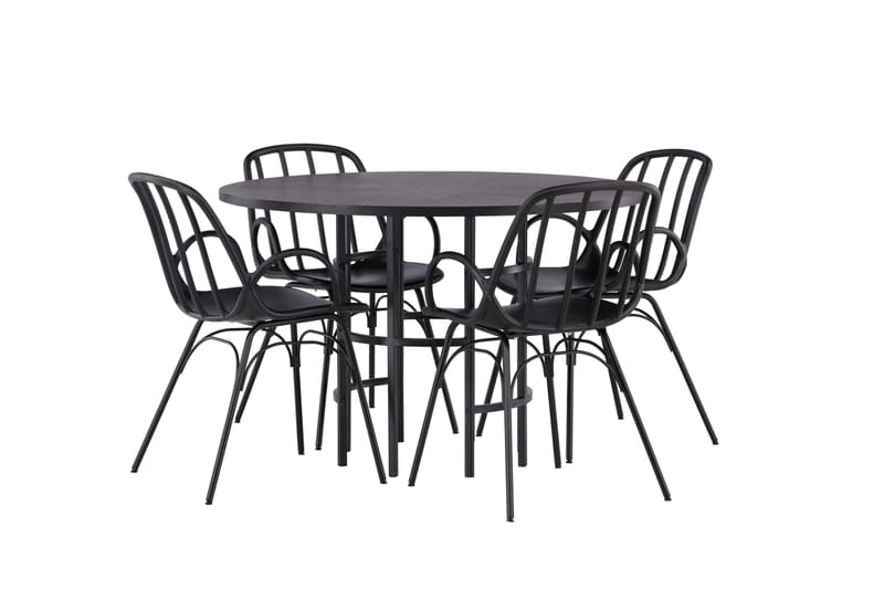 Copenhagen Matgrupp 115 cm Rund med 4 Dyrön stolar - Svart - Products - Möbler - Bord & matgrupp - Matgrupp