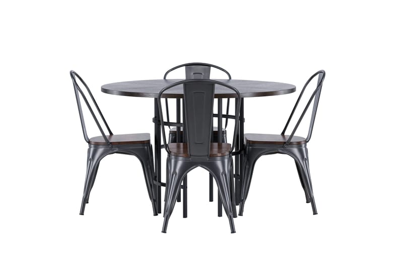Copenhagen Matgrupp 115 cm Rund med 4 Tempe stolar, Mocca