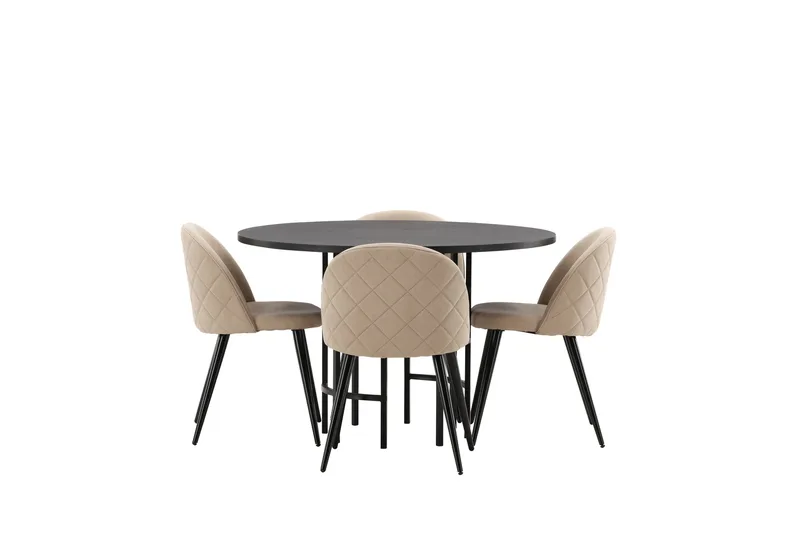 Copenhagen Matgrupp 115 cm Rund med 4 Velvet stolar - Beige - Products - Möbler - Bord & matgrupp - Matgrupp