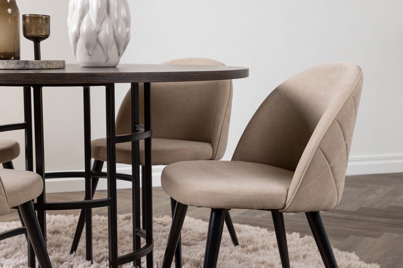 Copenhagen Matgrupp 115 cm Rund med 4 Velvet stolar - Beige - Products - Möbler - Bord & matgrupp - Matgrupp