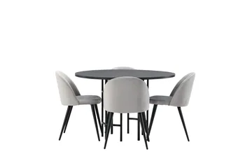 Copenhagen Matgrupp 115 cm Rund med 4 Velvet stolar - Svart - Products - Möbler - Bord & matgrupp - Matgrupp
