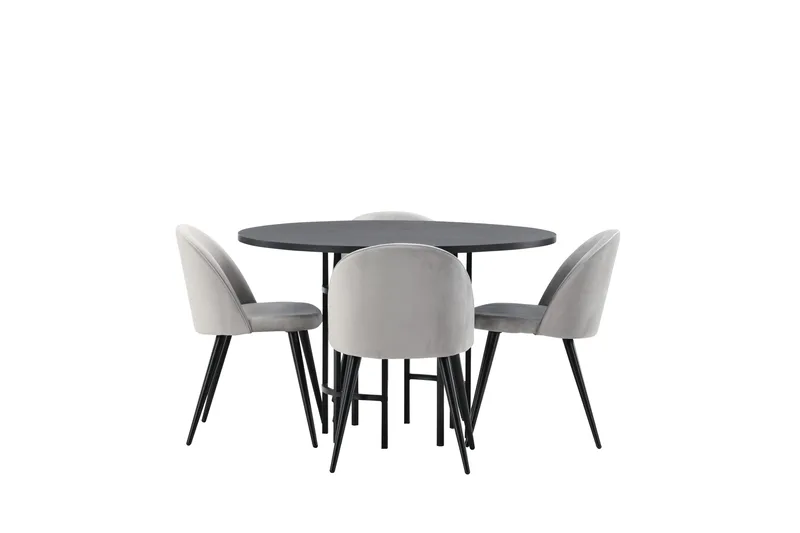 Copenhagen Matgrupp 115 cm Rund med 4 Velvet stolar - Svart - Products - Möbler - Bord & matgrupp - Matgrupp