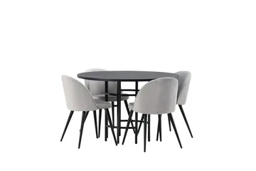 Copenhagen Matgrupp 115 cm Rund med 4 Velvet stolar - Svart - Products - Möbler - Bord & matgrupp - Matgrupp