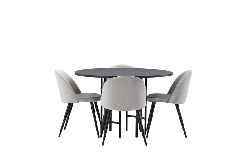 Copenhagen Matgrupp 115 cm Rund med 4 Velvet stolar - Svart - Products - Möbler - Bord & matgrupp - Matgrupp