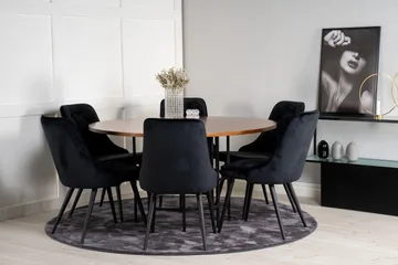 Copenhagen Matgrupp 140 cm Rund med 6 Velvet Deluxe stolar - Svart - Products - Möbler - Bord & matgrupp - Matgrupp