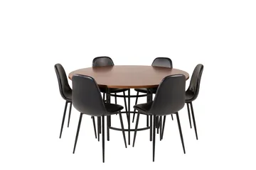 Copenhagen Matgrupp 140 cm Rund med 6 Polar stolar - Svart - Products - Möbler - Bord & matgrupp - Matgrupp