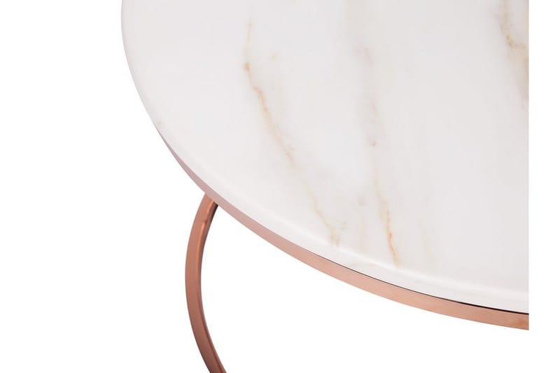 Coralla Soffbord 70 cm Runt Marmormönster - Vit/Koppar - Products - Möbler - Bord & matgrupp - Soffbord