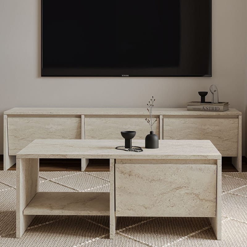 Crala Soffbord 90x35x45 cm - Travertin - Products - Möbler - Bord & matgrupp - Soffbord