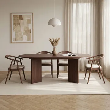 Dano Förlängningsbart Ovalt Matbord 160-200x90 cm i Trä med valnötsutseende - Brun - Products - Möbler - Bord & matgrupp - Matbord & köksbord