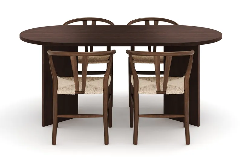 Dano Matbord 180 cm  med 4 Dastoori Matstolar - Valnöt - Products - Möbler - Bord & matgrupp - Matgrupp