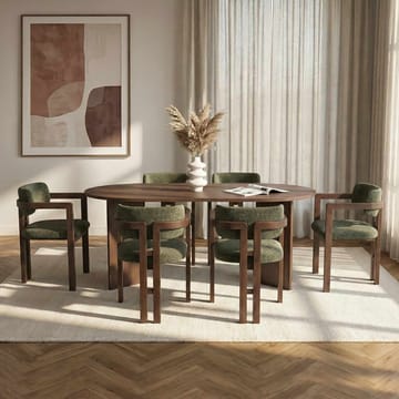 Dano Matbord 180 cm med 6 Bonavista Stolar - Milano Walnut, Dark Walnut, Green - Products - Möbler - Bord & matgrupp - Matgrupp