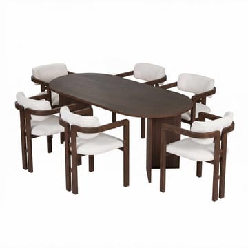 Dano Matbord 180 cm med 6 Bonavista Stolar - Milano Walnut, Dark Walnut, vit - Products - Möbler - Bord & matgrupp - Matgrupp