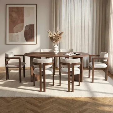 Dano Matbord 180 cm med 6 Bonavista Stolar - Milano Walnut, Dark Walnut, vit - Products - Möbler - Bord & matgrupp - Matgrupp