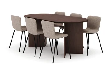 Dano Matbord 180 cm  med 6 Katy Matstolar - Valnöt|Greige - Products - Möbler - Bord & matgrupp - Matgrupp