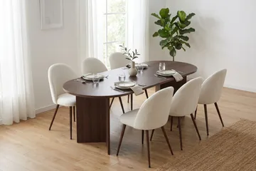 Dano Matbord 180 cm med 6 Nibe Plus Matstolar - Vit/Brun - Products - Möbler - Bord & matgrupp - Matgrupp