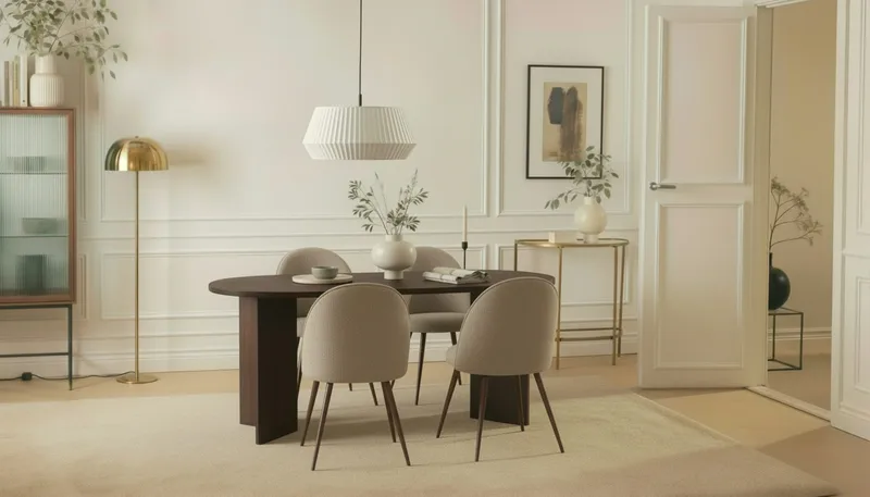 Dano Matbord 180 cm  med 6 Nibe Plus Matstolar - Valnöt / Greige - Products - Möbler - Bord & matgrupp - Matgrupp