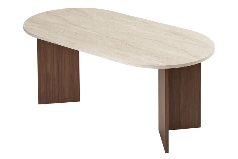 Dano Matbord 180 cm Oval - Travertin och valnöt - Products - Möbler - Bord & matgrupp - Matbord & köksbord