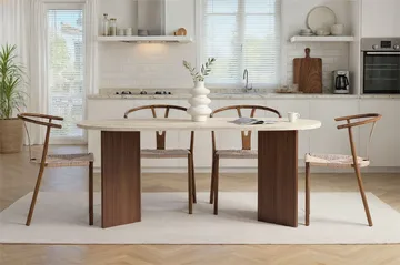 Dano Matbord 180 cm Oval - Travertin och valnöt - Products - Möbler - Bord & matgrupp - Matbord & köksbord