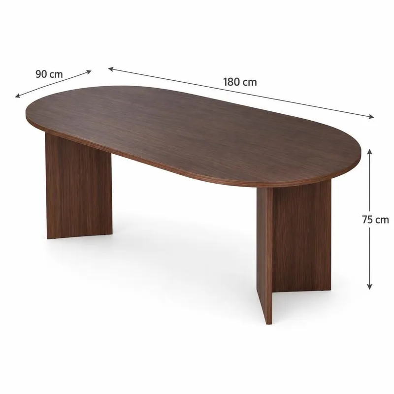 Dano Oval Matgrupp 180 cm – Matbord med 6 Katy Matstolar med Trä- och Valnötsutseende - Brun|Greige - Products - Möbler - Bord & matgrupp - Matgrupp
