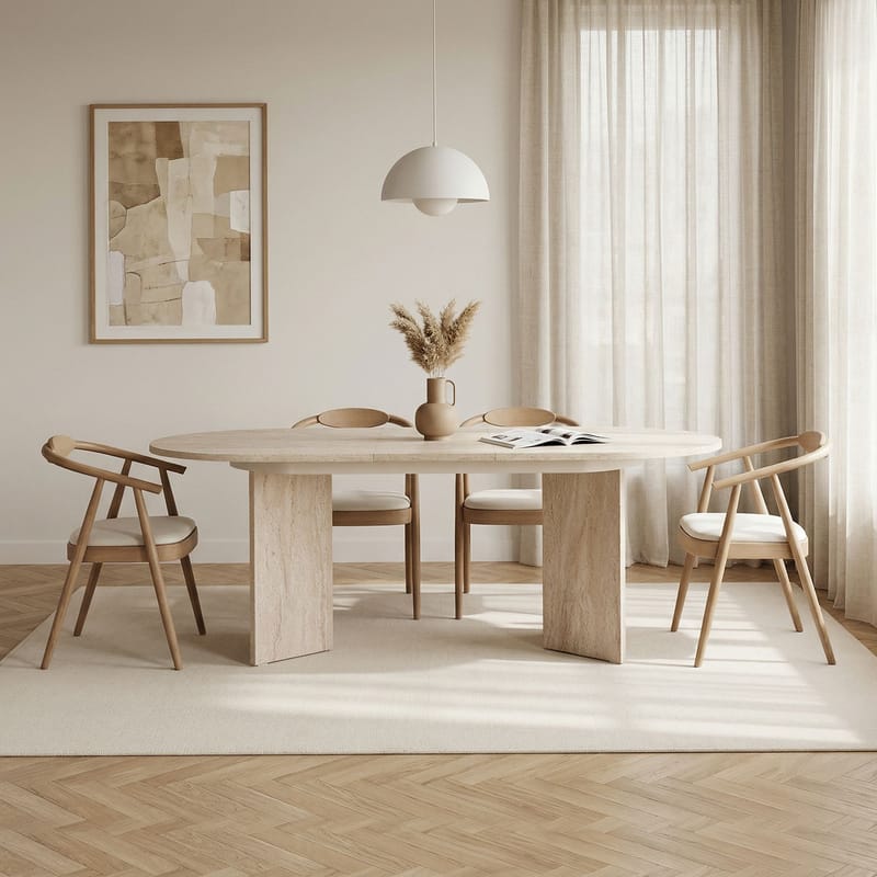 Dano Utdragbart Matbord 160 cm Oval - Travertin - Products - Möbler - Bord & matgrupp - Matbord & köksbord