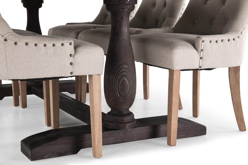 Dijon Matgrupp 200 cm med 6 Viktoria Fåtölj - Vintage Trä / Beige Trä - Products - Möbler - Bord & matgrupp - Matgrupp