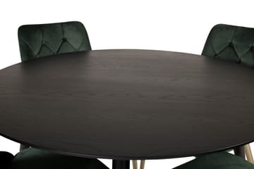 Dipp Matgrupp 115 cm Rund med 4 Velvet Deluxe stolar - Svart/Guld - Products - Möbler - Bord & matgrupp - Matgrupp