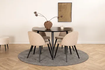 Dipp Matgrupp 115 cm Rund med 4 Velvet stolar - Beige - Products - Möbler - Bord & matgrupp - Matgrupp