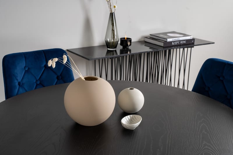 Dipp Matgrupp 115 cm Rund med 4 Velvet stolar - Svart - Products - Möbler - Bord & matgrupp - Matgrupp