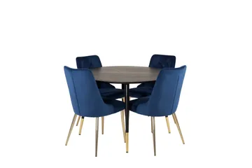 Dipp Matgrupp 115 cm Rund med 4 Velvet stolar - Svart - Products - Möbler - Bord & matgrupp - Matgrupp