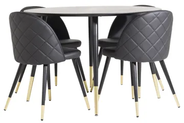 Dipp Matgrupp 115 cm Rund med 4 Velvet stolar