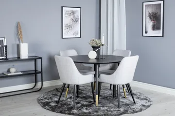 Dipp Matgrupp 115 cm Rund med 4 Plaza stolar - Svart/Guld - Products - Möbler - Bord & matgrupp - Matgrupp