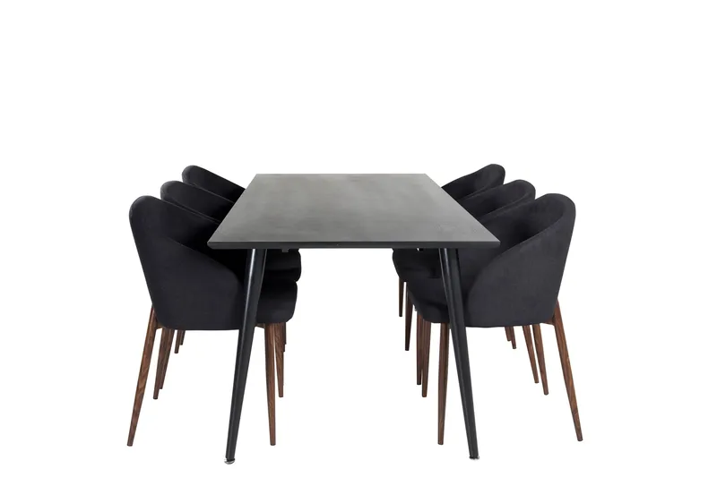 Dipp Matgrupp 180 cm Rektangulär med 6 Arch stolar, Svart