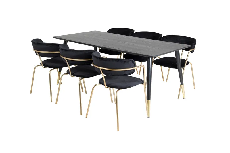 Dipp Matgrupp 180 cm Rektangulär med 6 Arrow stolar - Svart/Guld - Products - Möbler - Bord & matgrupp - Matgrupp
