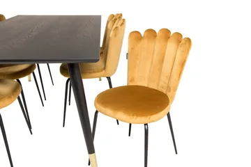 Dipp Matgrupp 180 cm Rektangulär med 6 Limhamn stolar - Svart/Guld - Products - Möbler - Bord & matgrupp - Matgrupp