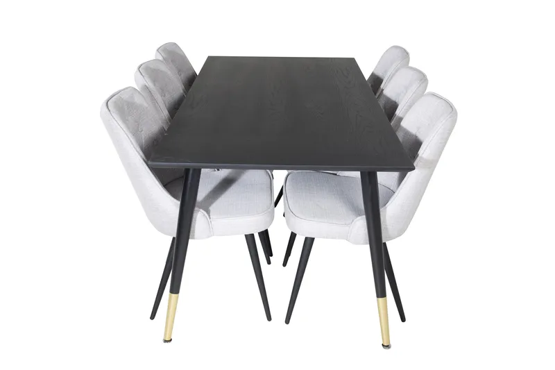 Dipp Matgrupp 180 cm Rektangulär med 6 Velvet Deluxe stolar - Svart/Guld - Products - Möbler - Bord & matgrupp - Matgrupp