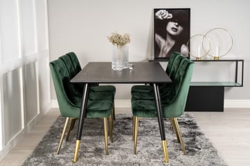 Dipp Matgrupp 180 cm Rektangulär med 6 Velvet Deluxe stolar - Svart/Guld - Products - Möbler - Bord & matgrupp - Matgrupp